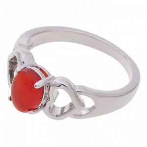 Кольцо с красным агатом "Сердечки" размер 16