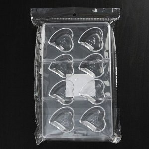 Форма для шоколада и конфет «Сердце», 8 ячеек, 20x12x2,5 см, ячейка 4x4x1 см