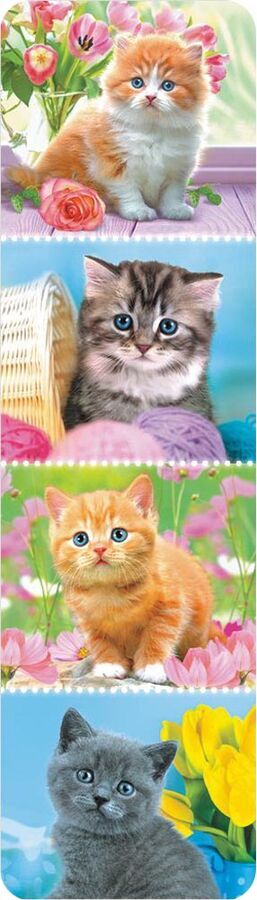 Картонная закладка "Кошки" с глиттером