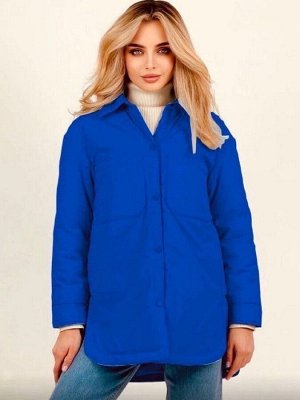 Женская Одежда 14501 Однотон - Два Накладн Кармана" Синяя