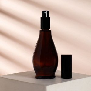Бутылочка стеклянная для хранения «Style», с распылителем, 100 мл, цвет коричневый/чёрный