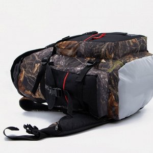 Рюкзак туристический, 55 л, отдел на шнурке, 3 наружных кармана, цвет камуфляж/чёрный