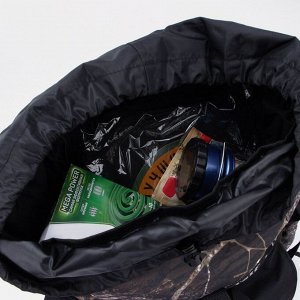 Рюкзак туристический, 55 л, отдел на шнурке, 3 наружных кармана, цвет камуфляж/чёрный