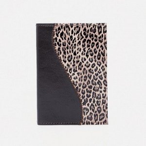 Обложка для паспорта, комбинированная, цвет чёрный/леопардовый