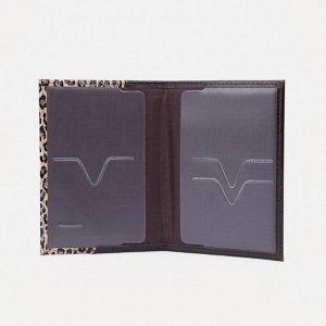 Cayman Обложка для паспорта, комбинированная, цвет чёрный/леопардовый