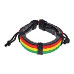 BS528 Кожаный браслет, 1см, трёхцветный
