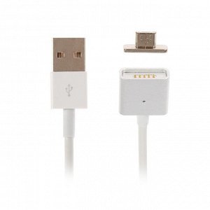 Кабель LuazON, microUSB - USB, 1 А, 1 м, магнитный разъем, белый