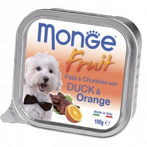 Monge Dog Fruit консервы для собак утка с апельсином 100г