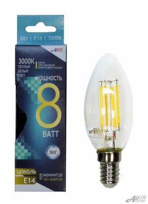 ЛАМПА СВЕТОДИОДНАЯ LED-Premium СВЕЧА 8Вт Е14 3000К прозрачная