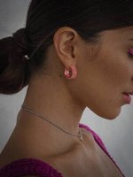 Серебряные серьги-хупы &quot;Bubble&quot; pink, арт. 31489