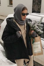 Капор вязаный, графит