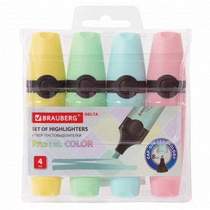 Набор текстовыделителей 4 цвета "DELTA PASTEL", линия 1-5 мм