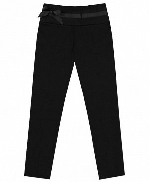 Чёрные школьные брюки для девочки с бантом Цвет: черный