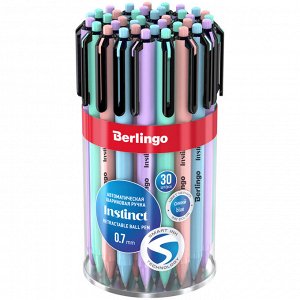 Ручка шариковая автоматическая Berlingo ""Instinct"" синяя, 0,7мм, корпус ассорти