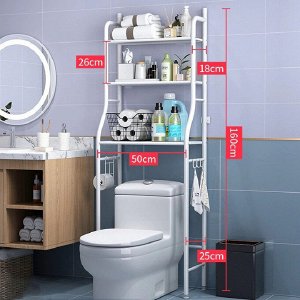 Стеллаж в ванную 3 секции с крючками и держателями/Компактная туалетная стойка