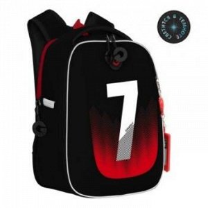 Рюкзак школьный RAf-293-5/2 черный - красный 29х36х18 см  {Китай}