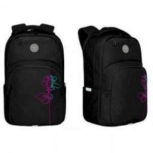 Рюкзак школьный RD-241-3/2 черный - бирюзово-фиолетовый 27,5х43х16 см  {Китай}