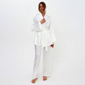 Пижама женская (халат, брюки)  MINAKU: Light touch цвет белый, размер 44