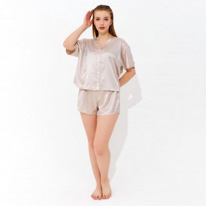 Пижама женская (сорочка, шорты) MINAKU: Light touch, цвет бежевый, размер 48
