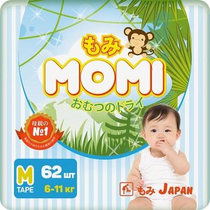 Подгузники MOMI размер M ( 6-11 кг), 62 шт