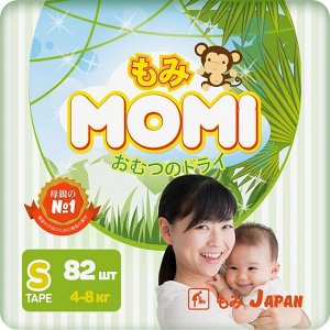 Подгузники MOMI  S (4-8 кг), 82 шт