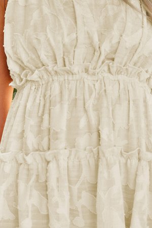 Бежевое платье беби-долл с текстурированным узором