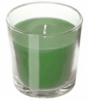 Свеча Зелёная в стекле 8,5*7,8см 19000212490611