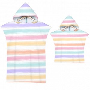 Пляжное полотенце-пончо для детей, принт "Разноцветные полосы" (1 шт)