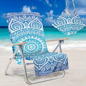 Накидка на пляжный стул, цвет синий, принт "Мандала"