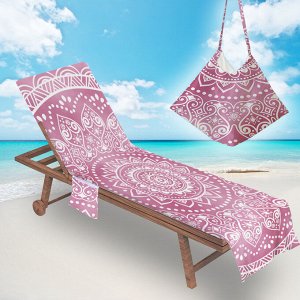 Накидка на пляжный стул, цвет розовый, принт "Мандала"