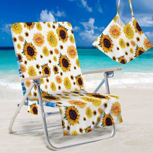 Накидка на пляжный стул, цвет белый, принт "Подсолнухи"