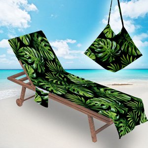 Накидка на пляжный стул, цвет черный, принт "Листья"