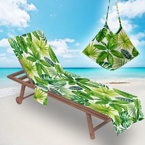 Накидка на пляжный стул, цвет белый, принт "Листья"