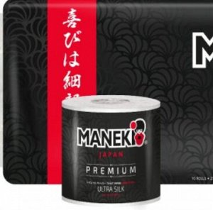 Туалетная бумага "Maneki" B&W (ЧЕРНАЯ) 3 слоя, 214 л., 30 м, гладкая, с ароматом жасмина, 1 рулон