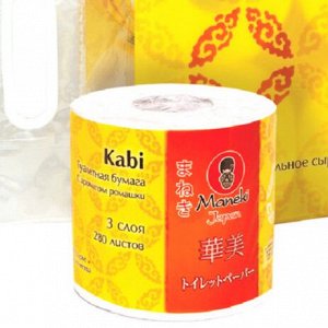 Туалетная бумага "Maneki", серия Kabi, 3 слоя, 280 л., 39.2 м, с ар. Ромашки 1 рулон