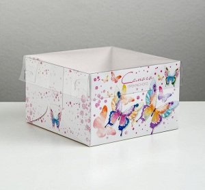 Коробка на 4 капкейка Бабочки