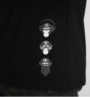 Футболка Черный
Свободная мужская футболка с круглым вырезом горловины (принт "3 обезьяны").
Состав: 92% Cotton, 8% Elastane