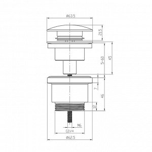 LM8500C Клапан донный универсальный Click/Clack 1 ?, хром