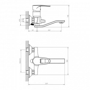 Decoroom DR70044 Смеситель одноручный универсальный с поворотным изливом 20 см, хром