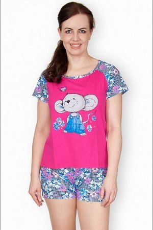 Костюм домашний с шортами, малина (246-1)