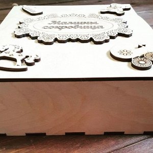 Деревянная шкатулка "Мамины сокровища" для хранения соски,бирки,локона,теста