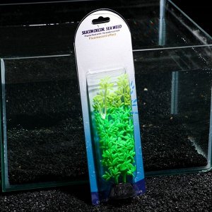 Растение силиконовое аквариумное, светящееся в темноте, зелёное, 8 х 19 см