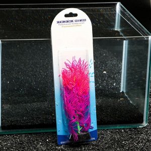 Растение силиконовое аквариумное, светящееся в темноте, 9,5 х 30 см, красно-фиолетовое