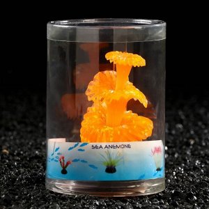 Декор для аквариума Коралл на платформе силиконовый, 5 х 5 х 8 см, оранжевый