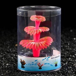 Декор для аквариума Коралл на платформе силиконовый, 5 х 5 х 8 см, розовый