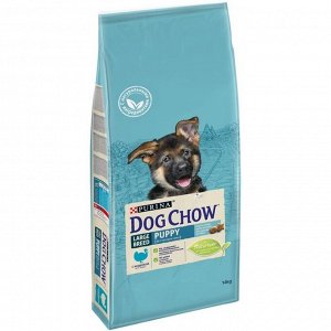 Сухой корм DOG CHOW PUPPY LARGE BREED для щенков крупных пород, индейка, 14 кг