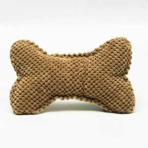 Игрушка мягкая для собак "Ди-кость", двутканевая, с пищалкой, 22x15 см, бежево-зелёная