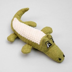 Игрушка текстильная "Крокодил" с пищалкой, 30 см, зелёный
