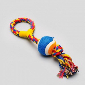 Игрушка канатная с ручкой и мячом, до 150 г, до 35 см, микс цветов 3679617
