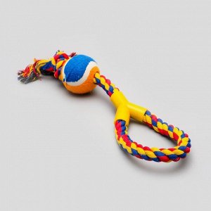 Игрушка канатная с ручкой и мячом, до 150 г, до 35 см, микс цветов 3679617